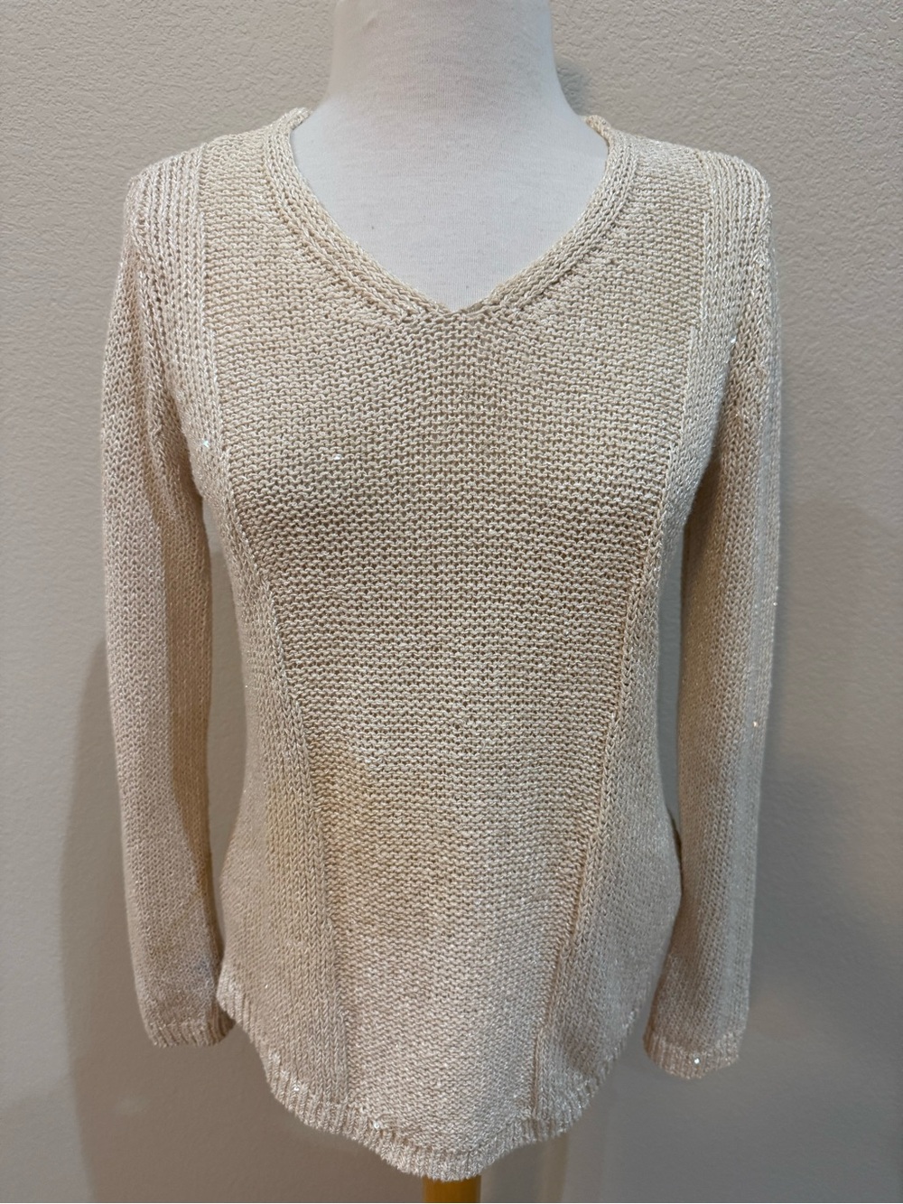 Chicos Sweater Womens SZ 0 (S) Sequin Shine Pullover Sparkly